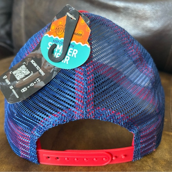 Natural Light Mountain Scene Trucker Hat Red White Blue - Picture 4 of 7